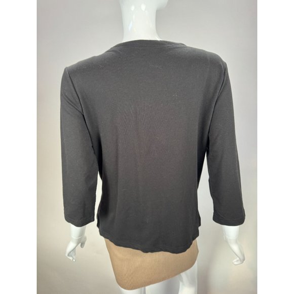 Onque Casual Vintage Skating Santa Cardigan Small Black Cotton Missing Button - Picture 13 of 16